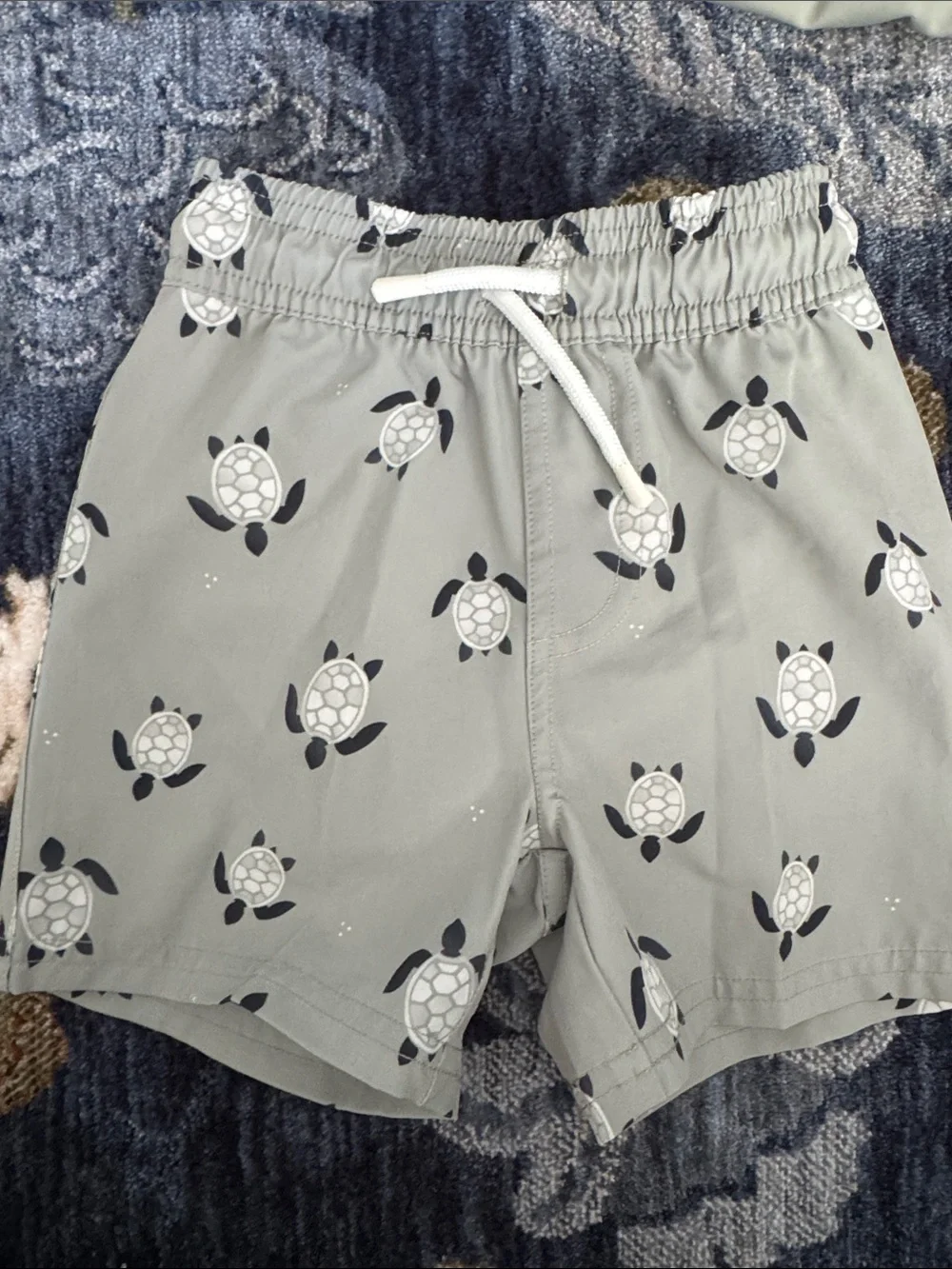 Petit Lem EUC Green Turtle Swim trunks and rashguard.